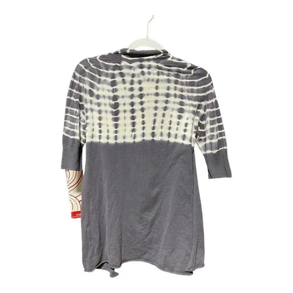 EXPRESS Women's Cardigan Sweater Open Front Gray Tie Dye Size Small Short Sleeve - Picture 5 of 7